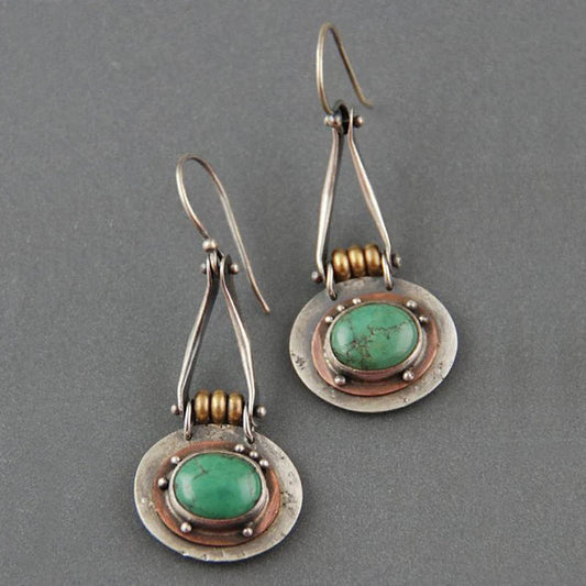 BOUCLES D’OREILLES GEMMES TURQUOISES BICOLORS