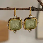 BOUCLES PERLES VERT ÉCLAT CÉLESTE