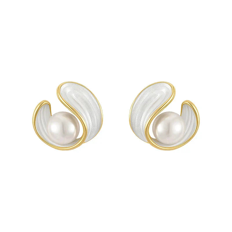 BOUCLES D’OREILLES DORÉES OPAL ET PERLES