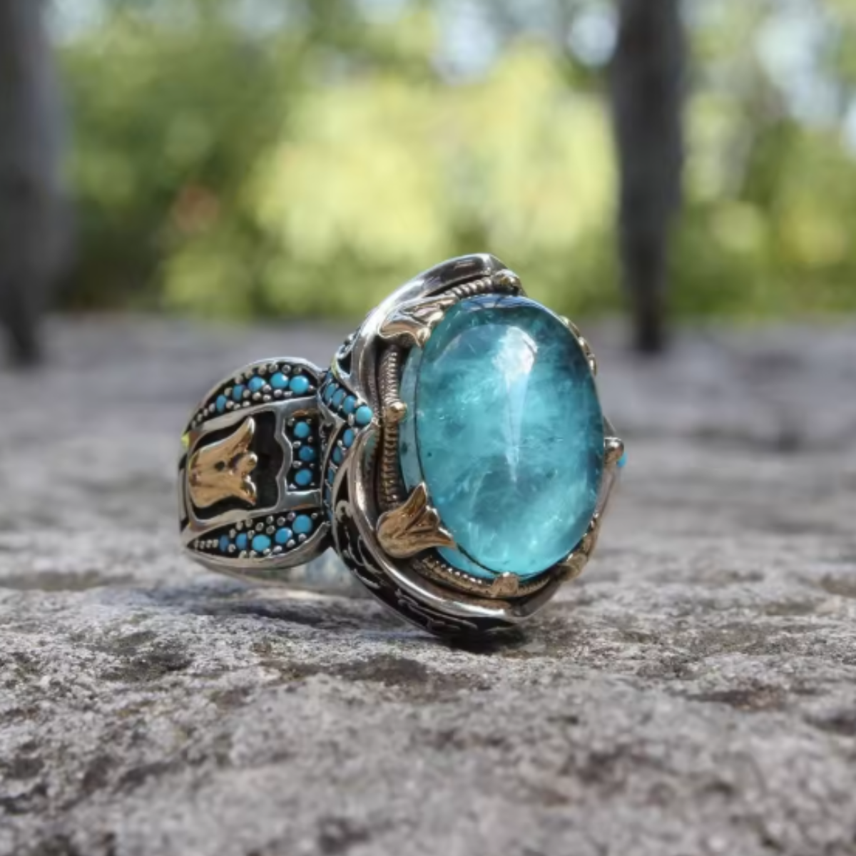 VINTAGE AQUA STONE RING