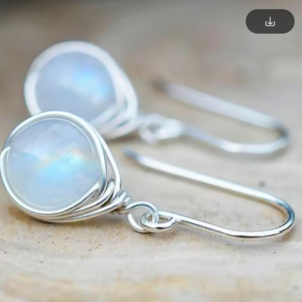 BOUCLES D’OREILLES PENDANTES PIERRE DE LUNE CÉLESTE