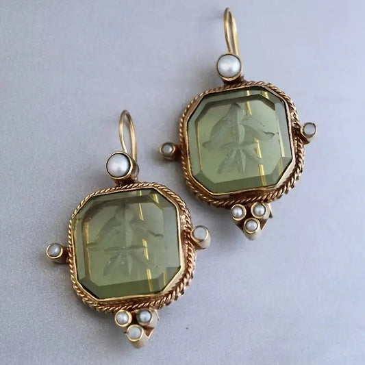 BOUCLES PERLES VERT ÉCLAT CÉLESTE