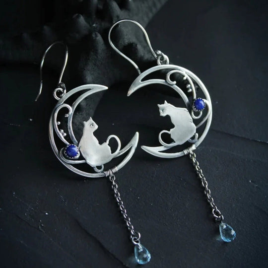 ENCHANTED CAT MOON EARRINGS