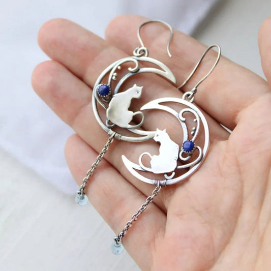 ENCHANTED CAT MOON EARRINGS