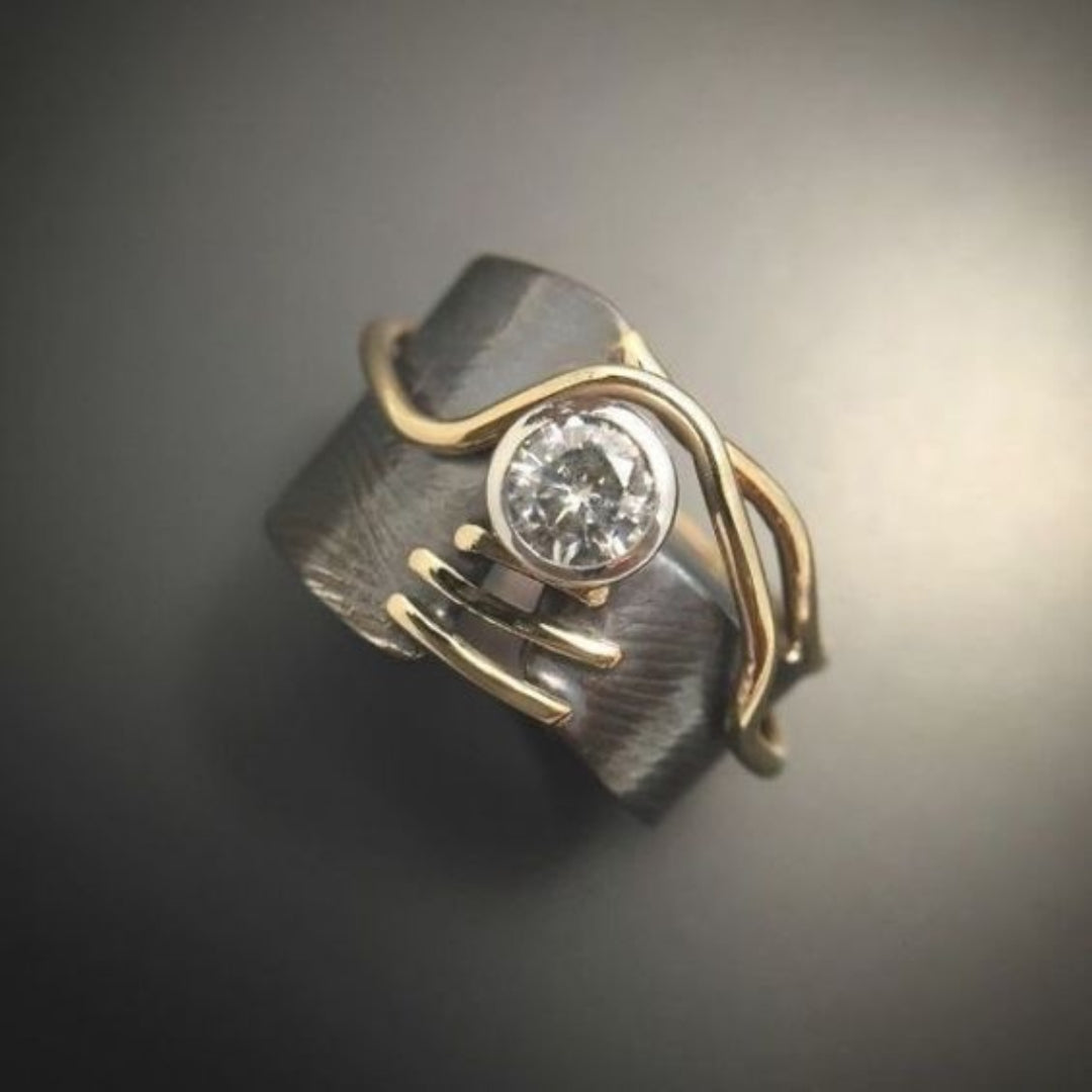 DARK SILVER WAVE RING