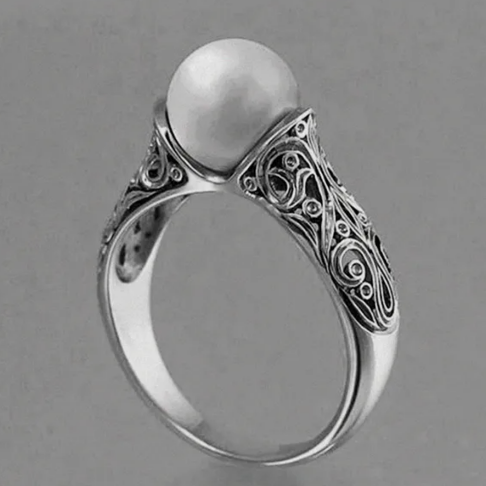 BAGUE ARGENT PERLE RAYONNANTE