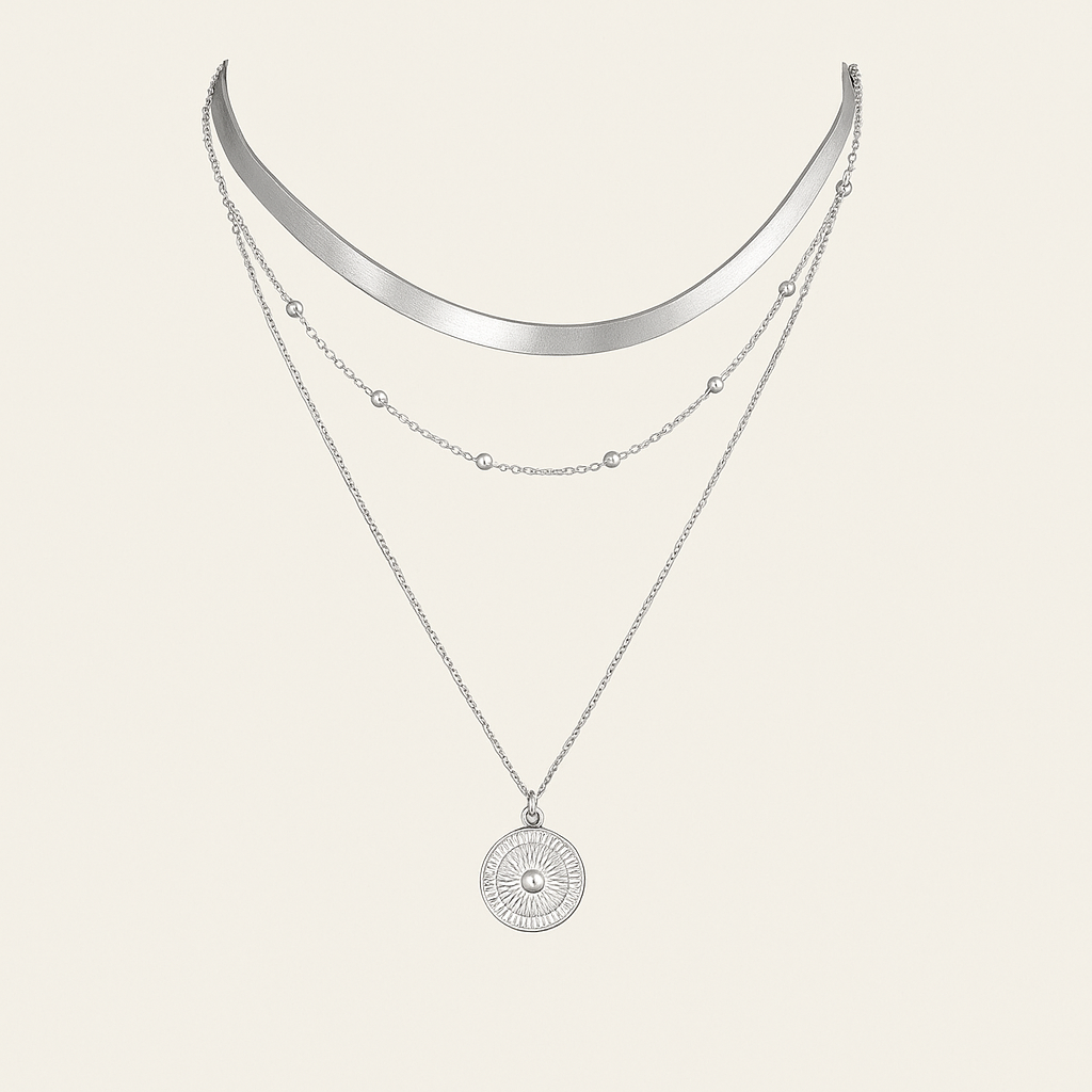 COLLIER ARGENT À COUCHES RAYONNANTES
