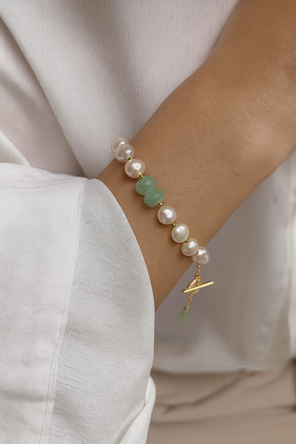 BRACELET PERLE-JADE ÉLÉGANCE