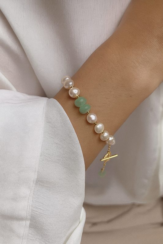 BRACELET PERLE-JADE ÉLÉGANCE