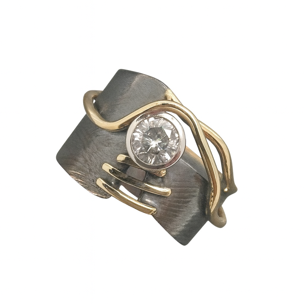 DARK SILVER WAVE RING