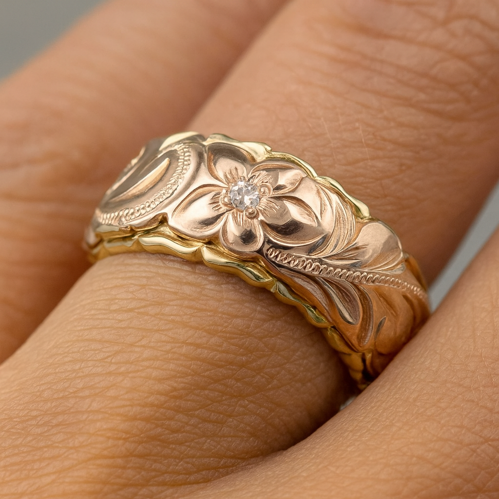 BAGUE VINTAGE FLEUR ROSÉE