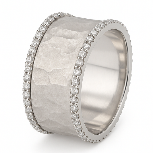 ANNEAU ARGENT GIVRÉ AVEC ZIRCONIA