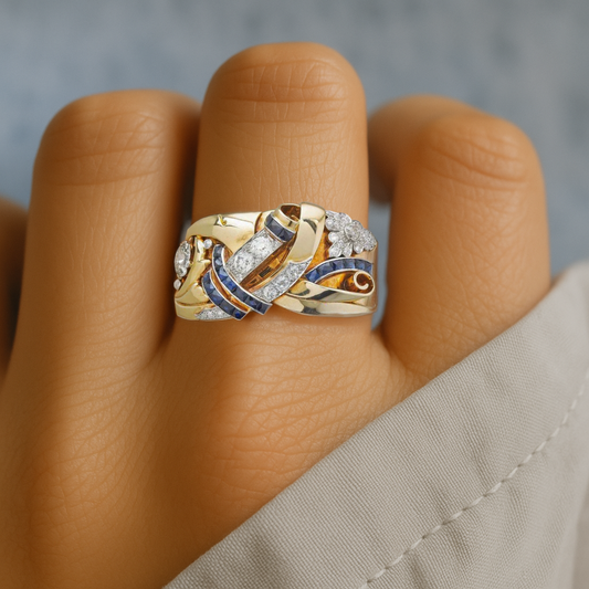 BAGUE VINTAGE FLEUR DE SAPHIR