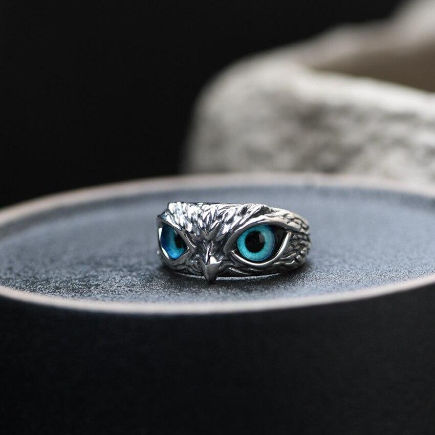 BAGUE CHOUETTE PORTE-BONHEUR EN ARGENT AVEC OPAL