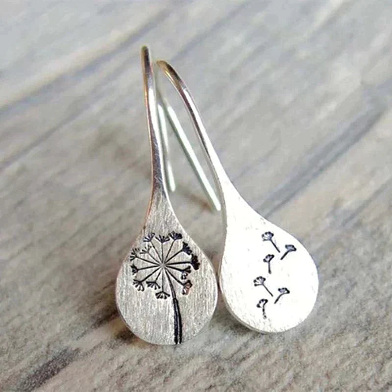 BOUCLES ARGENT FEUILLES DE PISSENLIT ÉCLATANTES