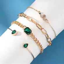 SET BRACELETS CRISTAL VERT STYLE VINTAGE