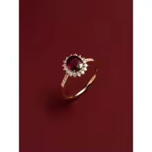 BAGUE RÉTRO STYLE OR CRISTAL ROUGE