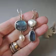 BOUCLES CRISTAL BLEU STYLE HÉRITAGE