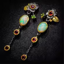BOUCLES D’OREILLES BOHÈME OPAL FEU & LUNE