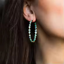 BOUCLES OPAL BLEUE RAFFINÉES EN OR