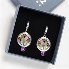 BOUCLES CRISTAL VIOLET STYLE BOHÈME VINTAGE