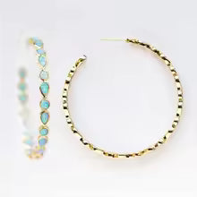 BOUCLES OPAL BLEUE RAFFINÉES EN OR