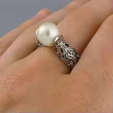 BAGUE ARGENT PERLE RAYONNANTE