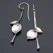 BOUCLES D’OREILLES VINTAGE FEUILLE ARGENT