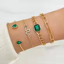 SET BRACELETS CRISTAL VERT STYLE VINTAGE