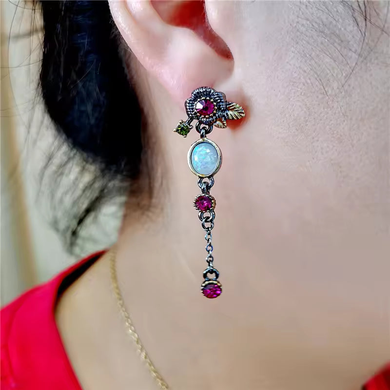BOUCLES D’OREILLES BOHÈME OPAL FEU & LUNE