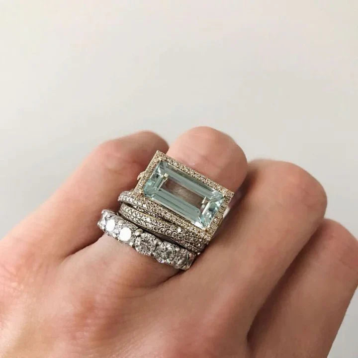 BAGUES ARGENT BOHÈMES VERRE TURQUOISE