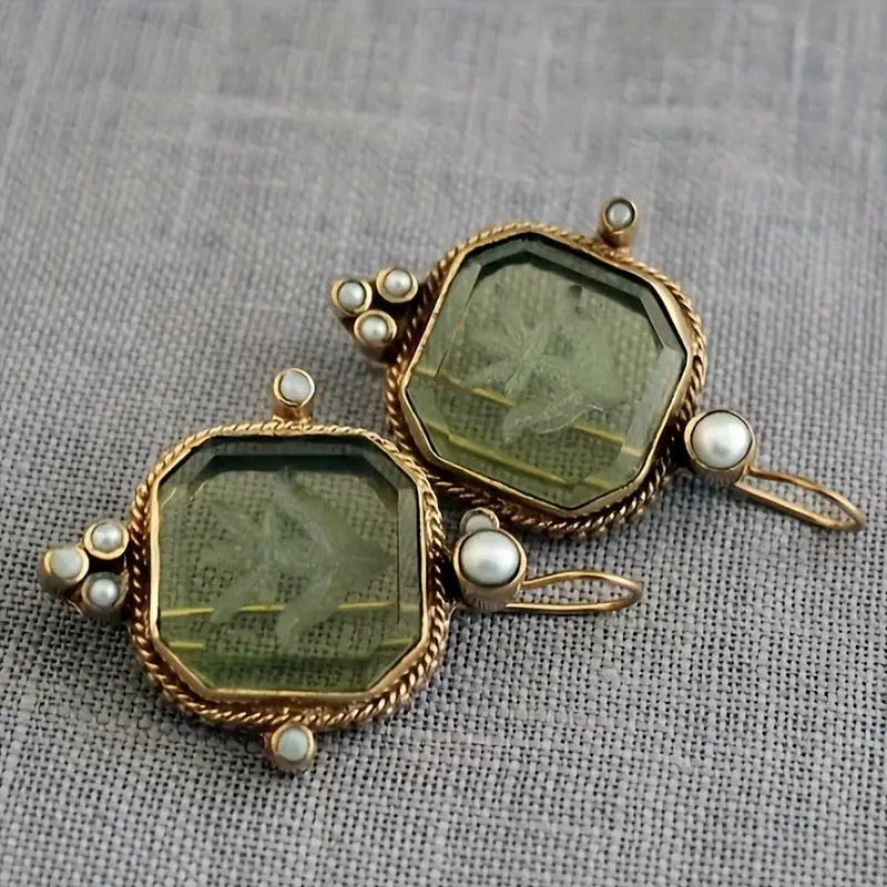 BOUCLES PERLES VERT ÉCLAT CÉLESTE
