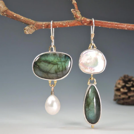 VINTAGE FOREST STONE EARRINGS