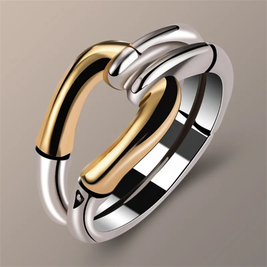 BAGUE NŒUD INTEMPOREL OR ET ARGENT