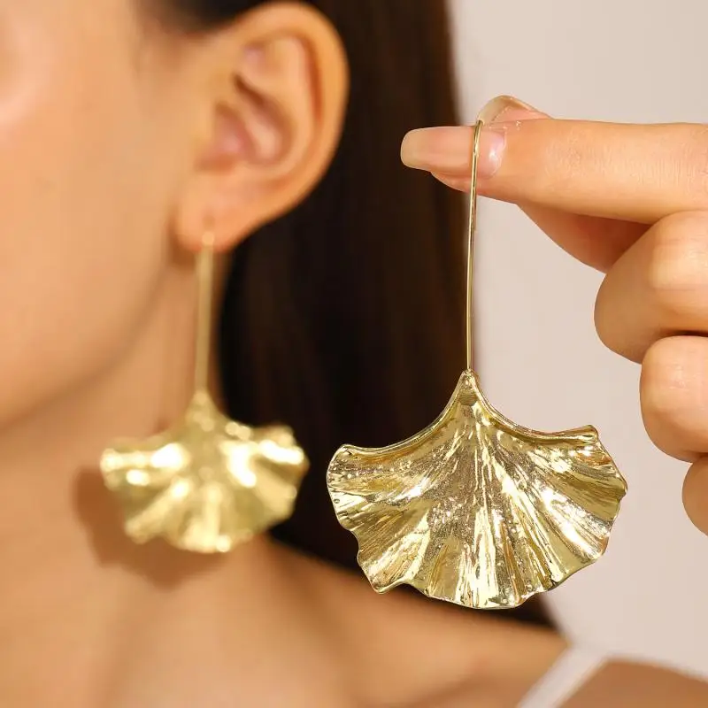 GILDED LEAF STATEMENT EARRINGS