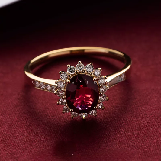 BAGUE RÉTRO STYLE OR CRISTAL ROUGE