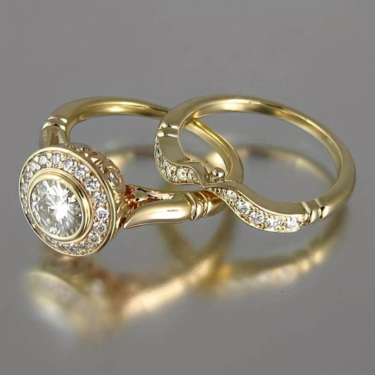 ENSEMBLE DE BAGUES PRESTIGE HÉRITAGE DORÉ EN ZIRCONIA
