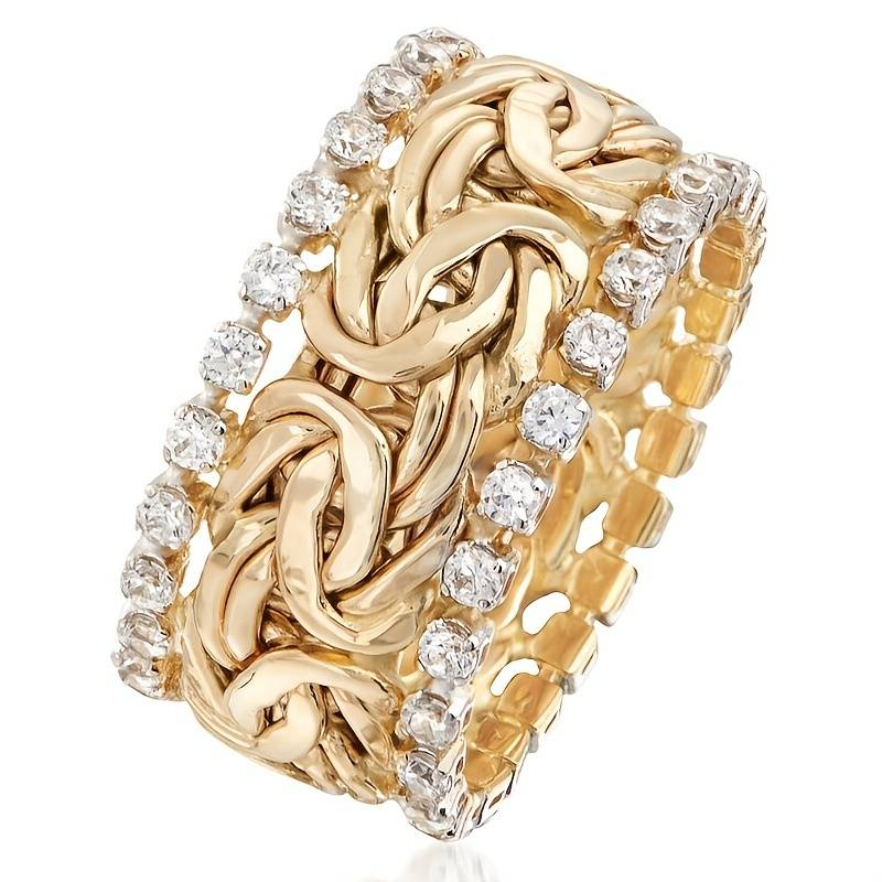 BAGUE TRESSÉE DORÉE ZIRCONIA