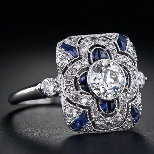 BAGUE ARGENT BLEU ZIRCONIA SANS FIN
