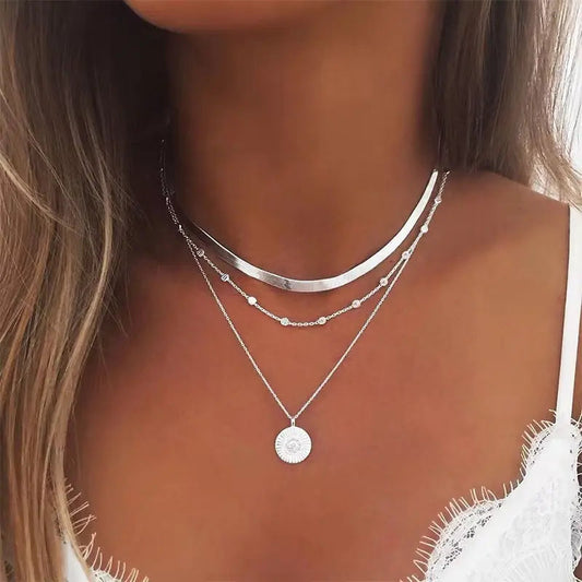 COLLIER ARGENT À COUCHES RAYONNANTES
